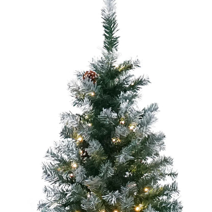 Christabelle 1.2m Pre-Lit LED Artificial Christmas Tree with Snow Tipped Needles Pine Cones Stand