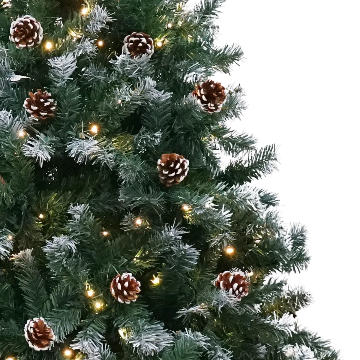 Christabelle 1.2m Pre-Lit LED Artificial Christmas Tree with Snow Tipped Needles Pine Cones Stand