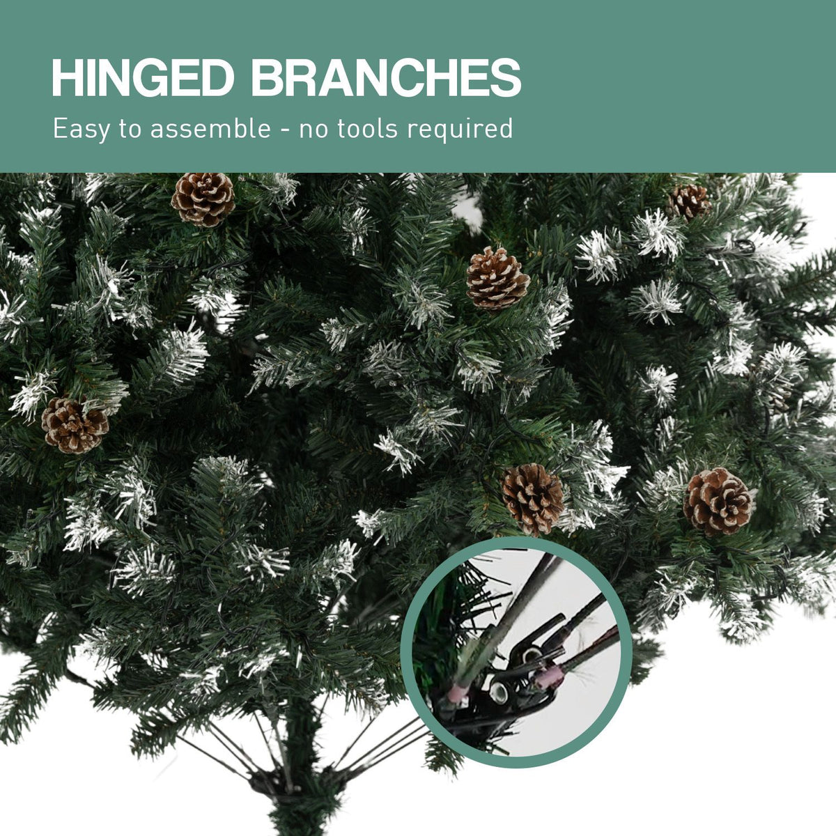 Christabelle 1.2m Pre-Lit LED Artificial Christmas Tree with Snow Tipped Needles Pine Cones Stand
