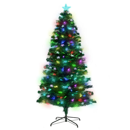 Christabelle 1.2m Pre-Lit Fibre Optic Artificial Christmas Tree with Multicolour Twinkling Star Lights
