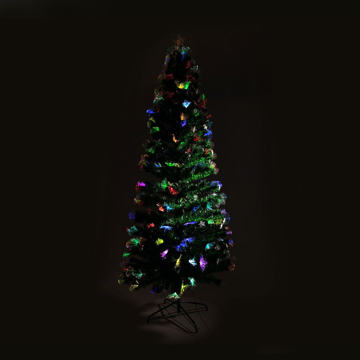 Christabelle 1.2m Pre-Lit Fibre Optic Artificial Christmas Tree with Multicolour Twinkling Star Lights