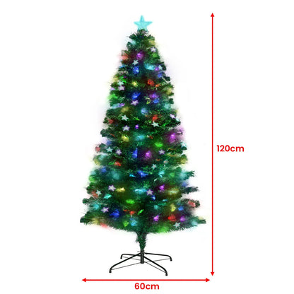 Christabelle 1.2m Pre-Lit Fibre Optic Artificial Christmas Tree with Multicolour Twinkling Star Lights