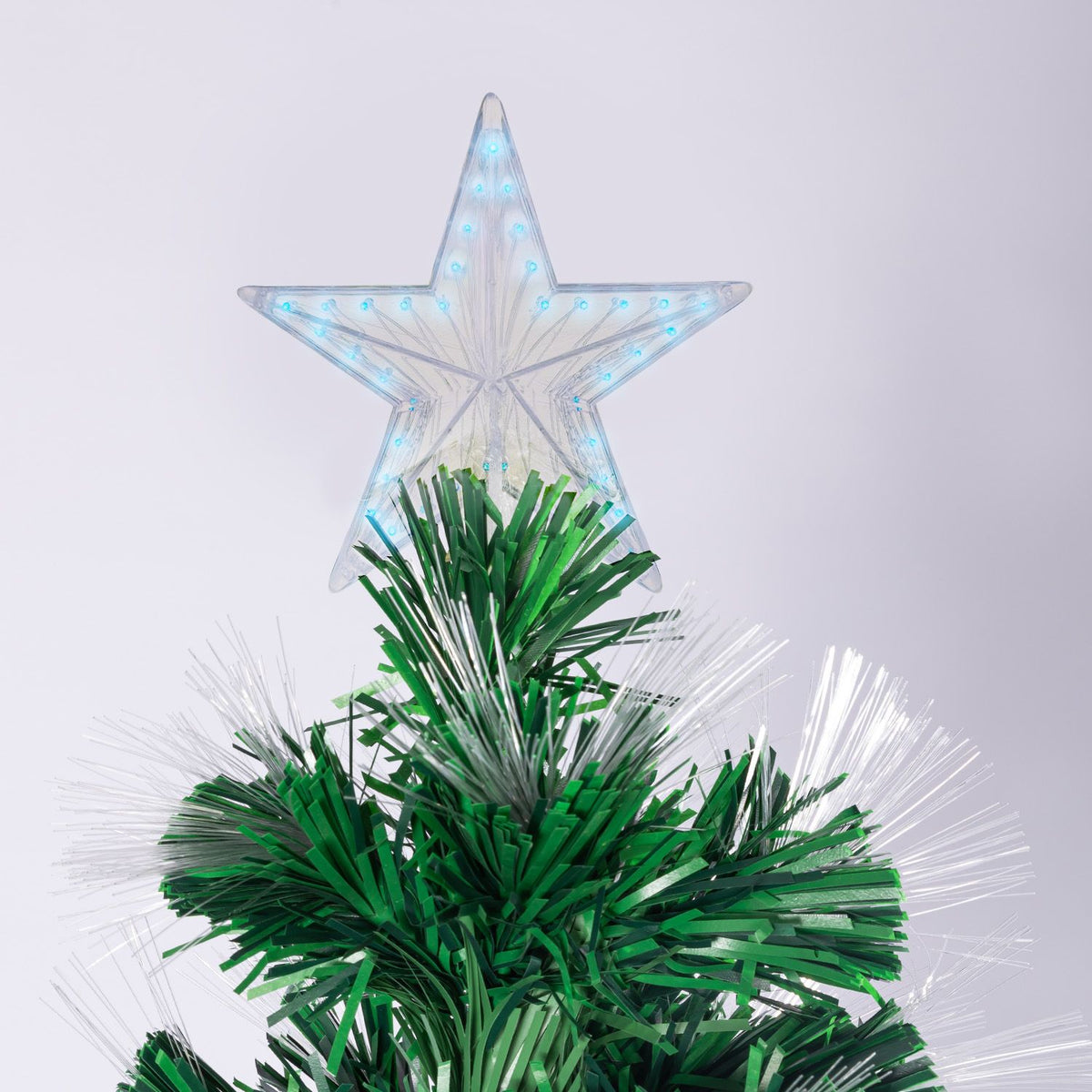 Christabelle 1.5m Pre-Lit Fibre Optic Artificial Christmas Tree with Multicolour Twinkling Star Lights