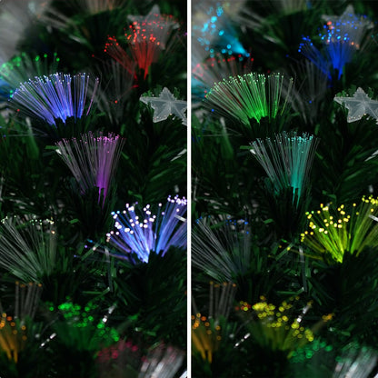 Christabelle 1.5m Pre-Lit Fibre Optic Artificial Christmas Tree with Multicolour Twinkling Star Lights