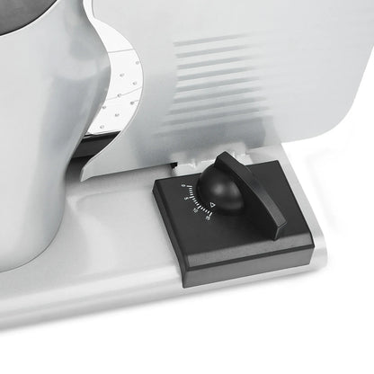 Pronti White Electric Food Slicer 200W with Adjustable Thickness 1 to 15mm Serrated and Fine Edge Stainless Steel Blades