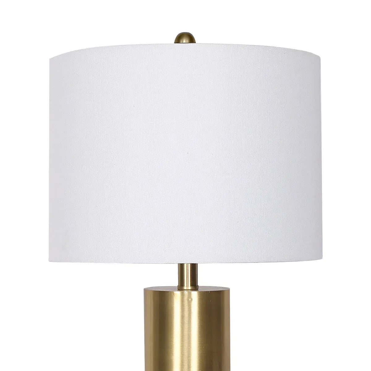 Sarantino Modern Faux Black Marble Table Lamp with Gold Brass Base & White Fabric Drum Shade