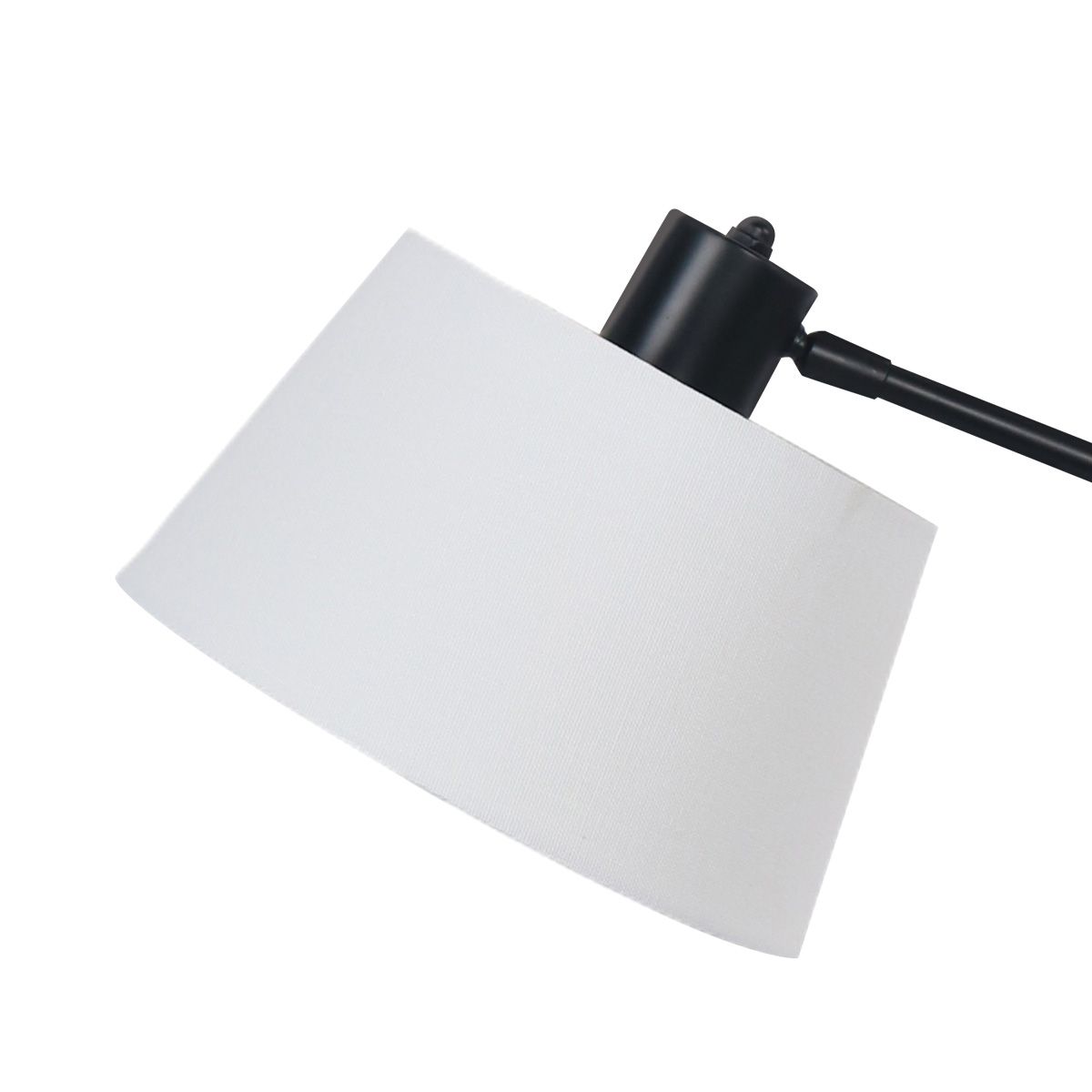 Sarantino Adjustable Black Metal Table Lamp with White Linen Fabric Shade Modern Bedside Desk Reading Light