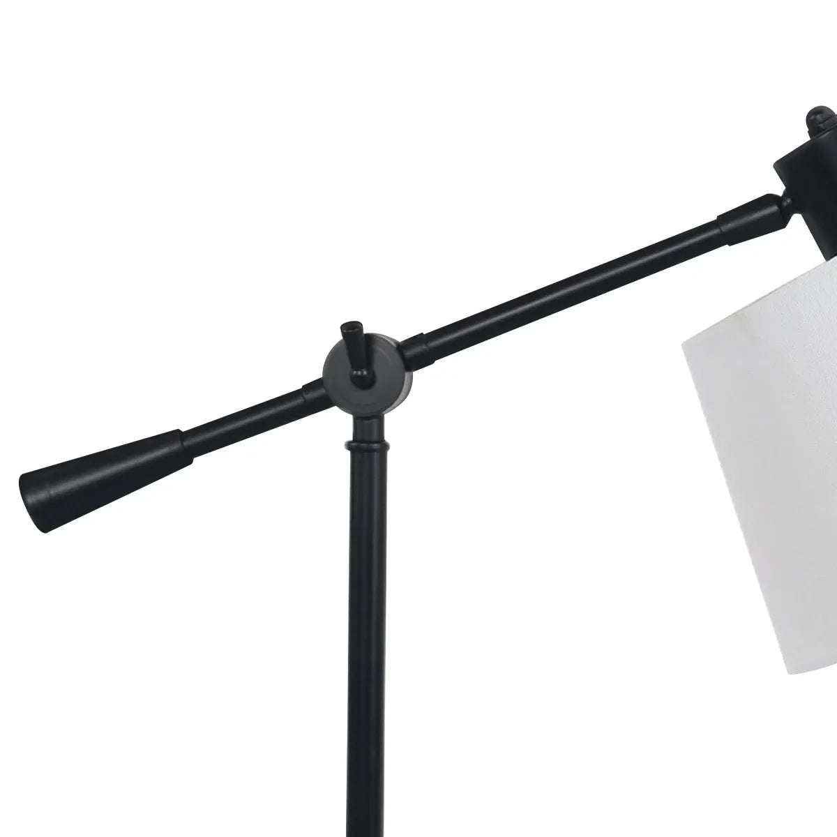 Sarantino Adjustable Black Metal Table Lamp with White Linen Fabric Shade Modern Bedside Desk Reading Light