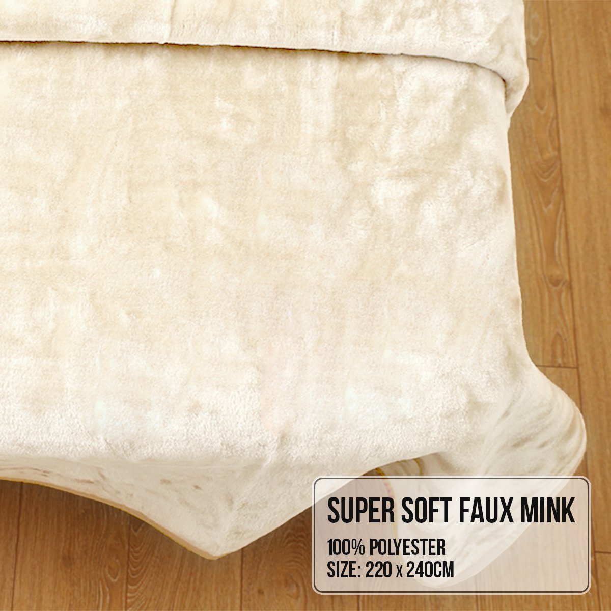 Laura Hill Mink Blanket Double Sided 600GSM Queen Size Beige Tristar Online