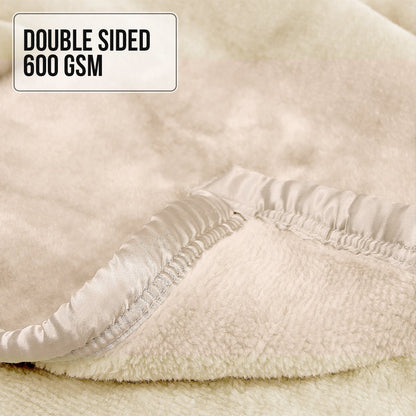 Laura Hill Mink Blanket Double Sided 600GSM Queen Size Beige Tristar Online