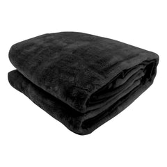 Laura Hill 600GSM Faux Mink Blanket Double-Sided Queen Size - Black Tristar Online