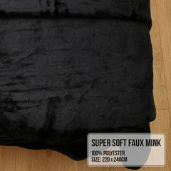 Laura Hill 600GSM Faux Mink Blanket Double-Sided Queen Size - Black Tristar Online