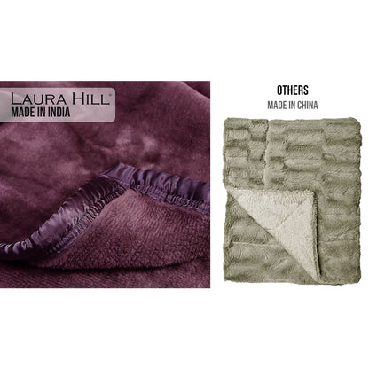 Laura Hill Mink Blanket Throw Purple Double Sided Queen Size Soft Plush Bed Faux Rug Tristar Online