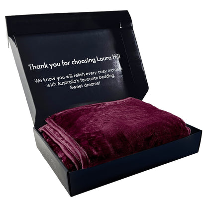 Laura Hill Double-sided Large 220 X 240cm Faux Mink Throw Rug Blanket 800-gsm Heavy - Purple Tristar Online