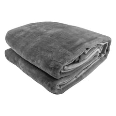 Laura Hill Double-sided Large 220 X 240cm Faux Mink Throw Rug Blanket 800-gsm Heavy - Silver Tristar Online