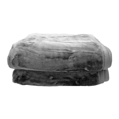 Laura Hill Double-sided Large 220 X 240cm Faux Mink Throw Rug Blanket 800-gsm Heavy - Silver Tristar Online