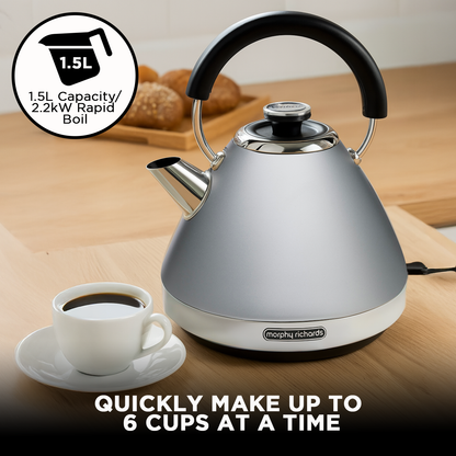 Morphy Richards 1.5L Venture Collection Pyramid Kettle in Steel Grey Tristar Online