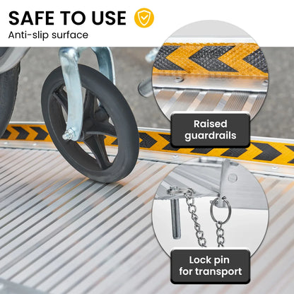 Kartrite 3ft Portable Foldable Aluminium Wheelchair Ramp - Heavy Duty 275kg Load Non-Slip Ramp for Steps Kerbs Vans