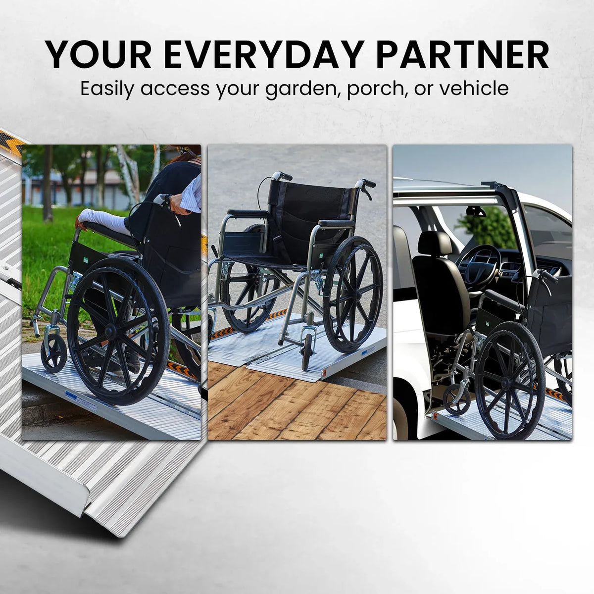 Kartrite 3ft Portable Foldable Aluminium Wheelchair Ramp - Heavy Duty 275kg Load Non-Slip Ramp for Steps Kerbs Vans