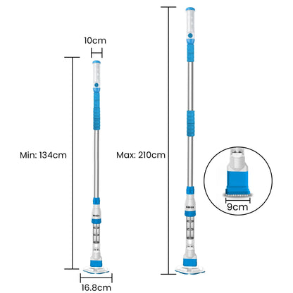 Aquajack Cordless Rechargeable Spa and Pool Vacuum Cleaner with Telescopic Pole & 2 Heads - 60 Min Runtime
