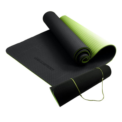 Powertrain TPE Yoga Exercise Mat Home Gym Pilates Fitness 8mm Thick in Black/Green