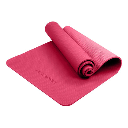 Powertrain 6mm Non-Slip TPE Yoga Mat Double Layer Exercise Pilates Fitness Workout Mat with Carry Strap - Rose Pink