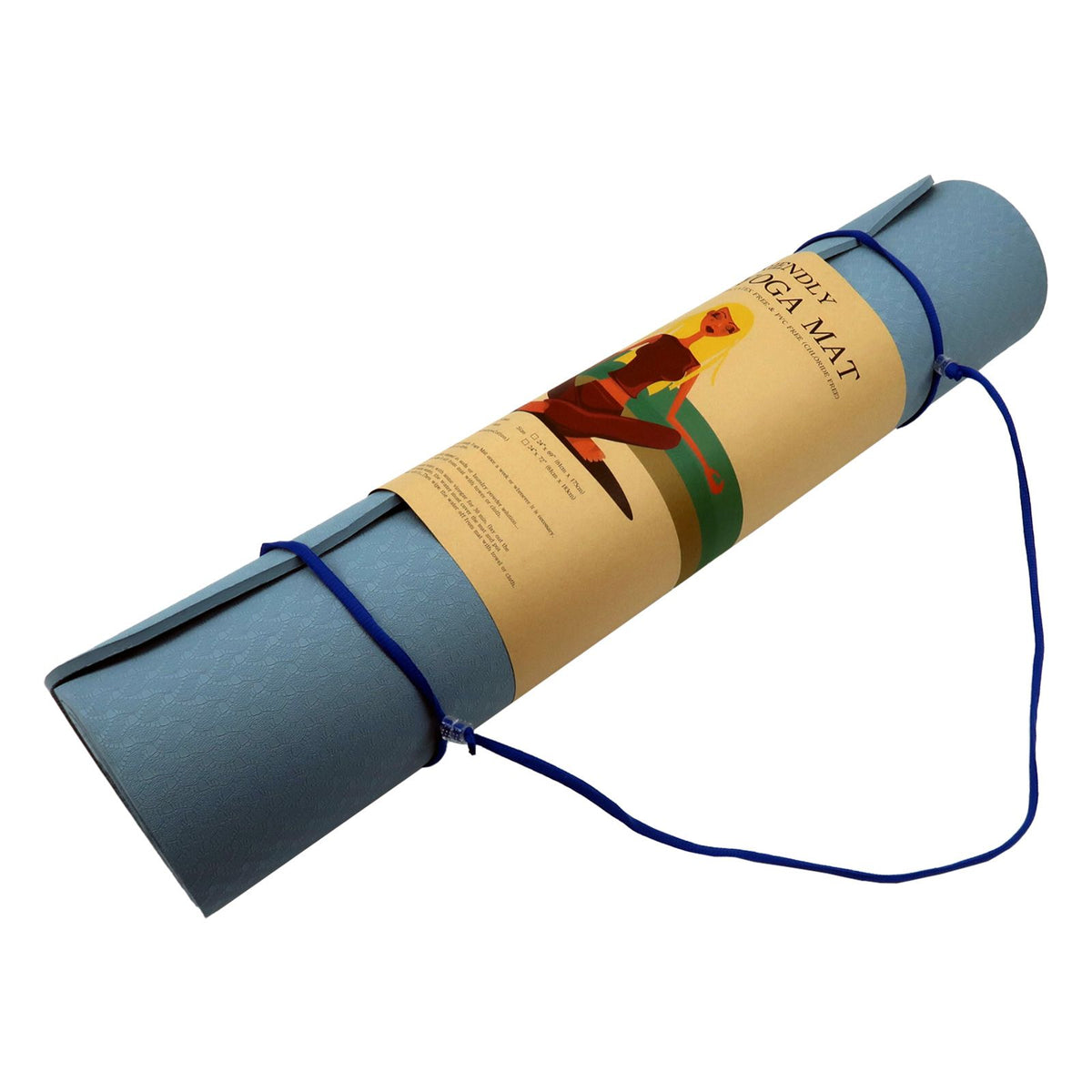 Powertrain 6mm Non-Slip TPE Yoga Mat Double Layer Exercise Pilates Fitness Workout Mat with Carry Strap - Sky Blue