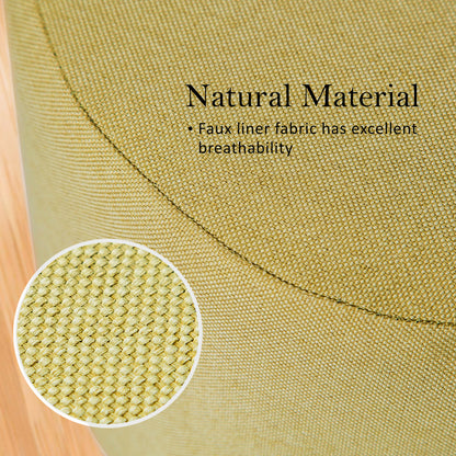 La Bella 2 Set Mustard Yellow Fabric Ottoman Round Wooden Leg Foot Stool Tristar Online