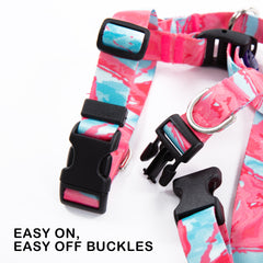 Dog Double-Lined Straps Harness Adjustable L MARBLE PINK