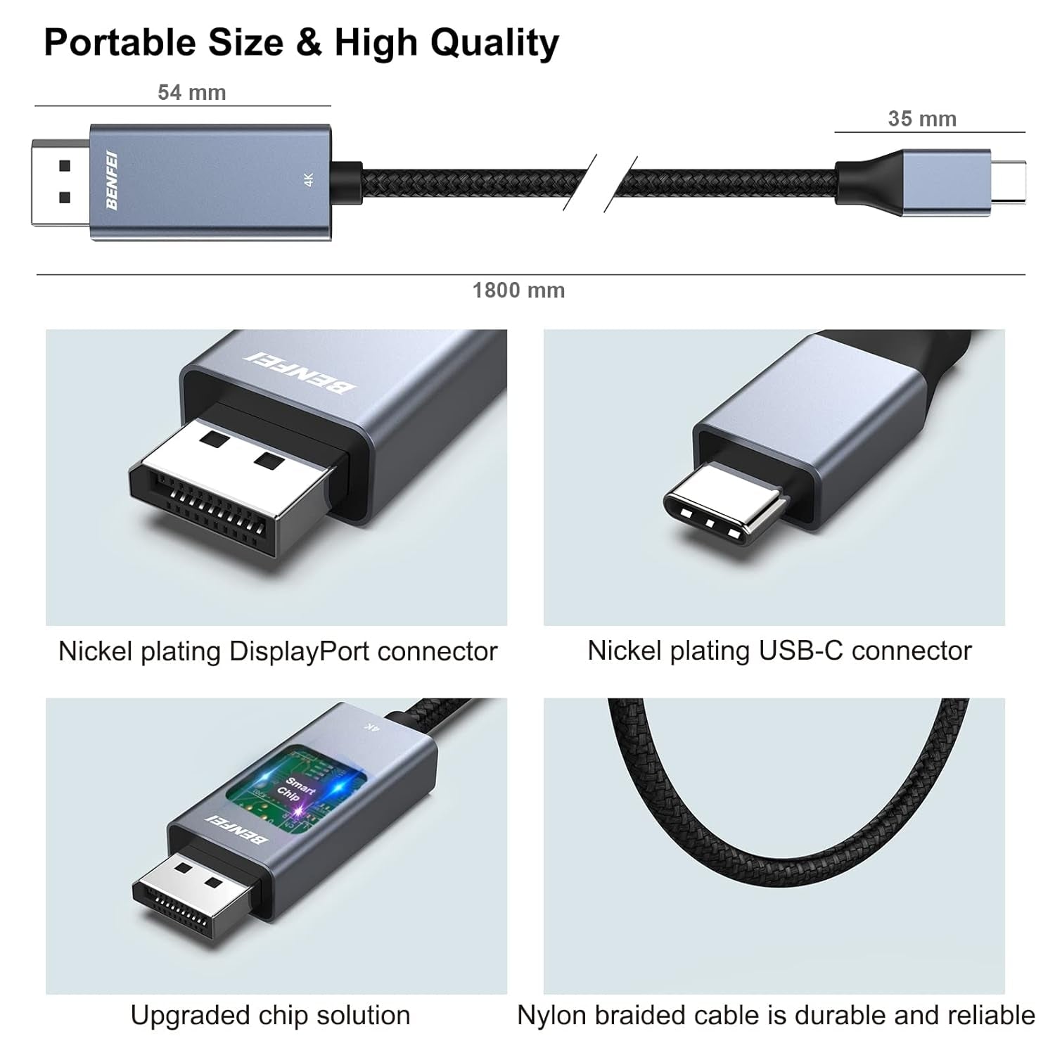 BENFEI 207GY-6F USB-C to DP 1.8M 8K@60Hz Thunderbolt 3 Tristar Online