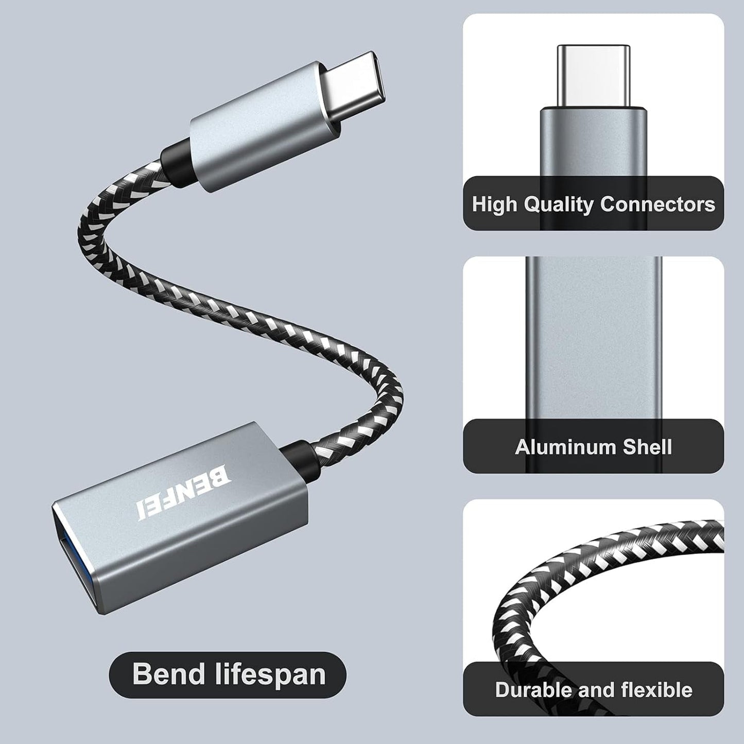 BENFEI 262GY-2P USB 3.0 USB-C to USB-A Adapter (2-pack) Tristar Online