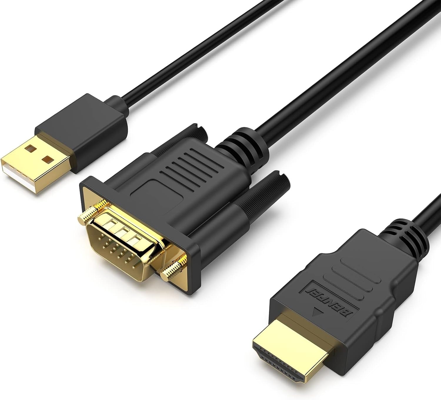 BENFEI 324BK VGA to HDMI Cable with Audio, 1080P Uni-Directional 1.8M Tristar Online