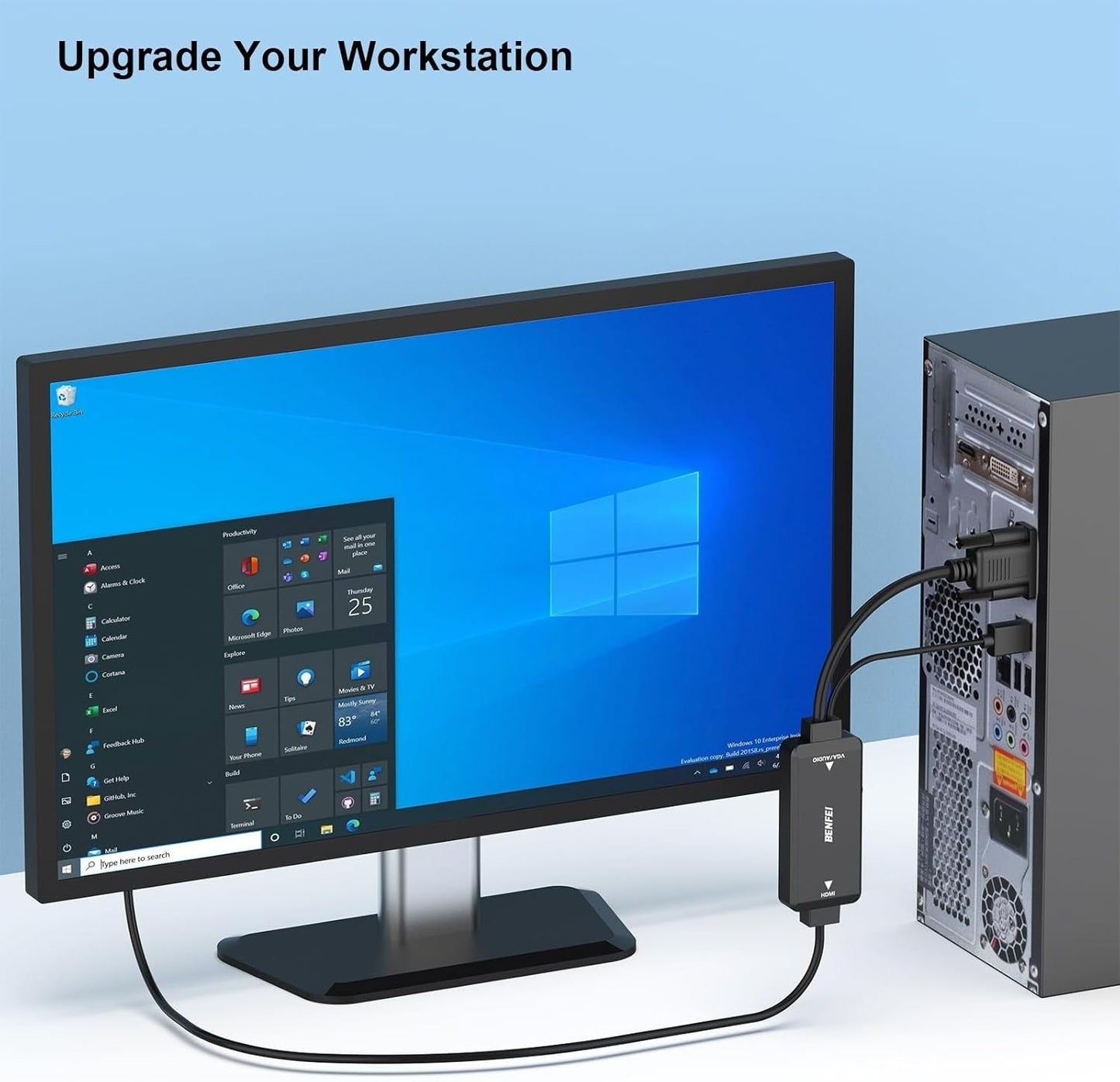 BENFEI 324BK VGA to HDMI Cable with Audio, 1080P Uni-Directional 1.8M Tristar Online