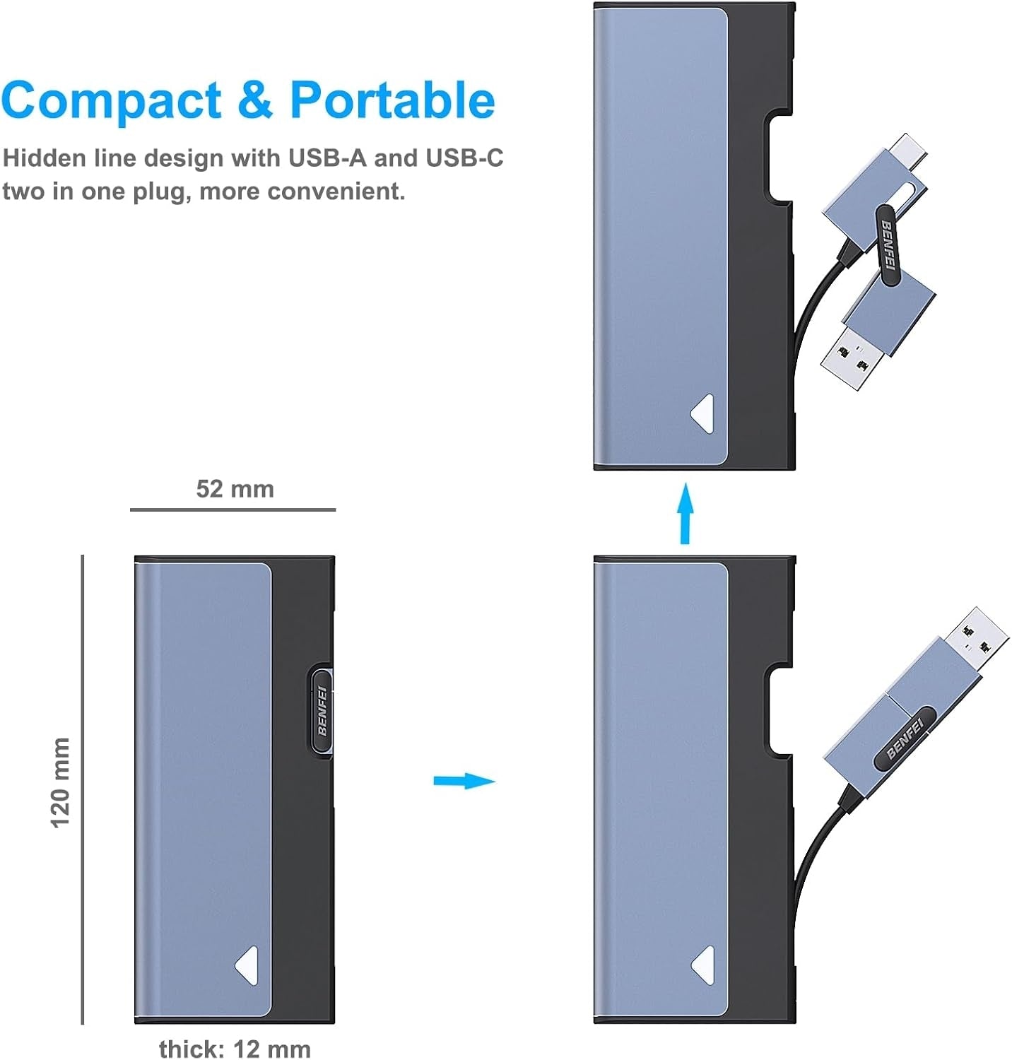 BENFEI 345GY M.2 NVME SATA SSD Enclosure, 10 Gbps USB Type-C/Type-A to NVME PCI-E SATA M-Key/(B+M) Tristar Online