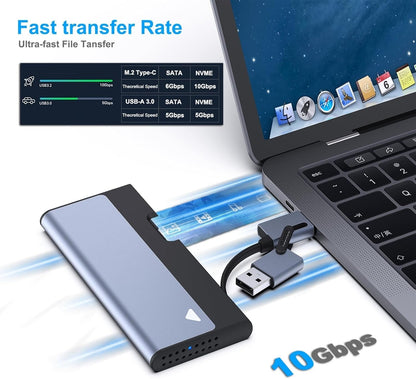 BENFEI 345GY M.2 NVME SATA SSD Enclosure, 10 Gbps USB Type-C/Type-A to NVME PCI-E SATA M-Key/(B+M) Tristar Online