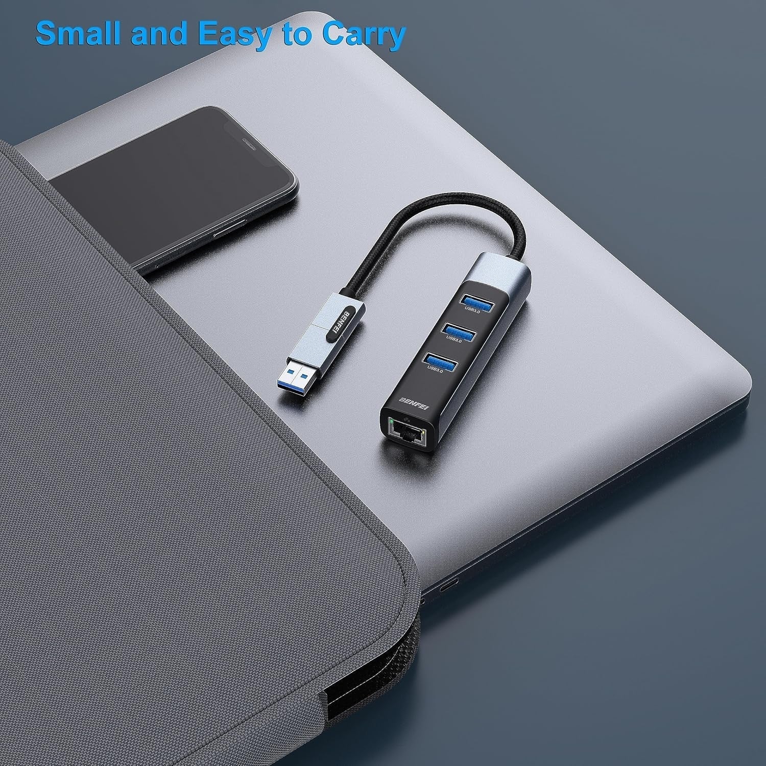 BENFEI 350GY 2-in-1 USB-C+USB 3.0 to RJ45 Gigabit Ethernet Port + 3-Port USB 3.0 HUB Tristar Online