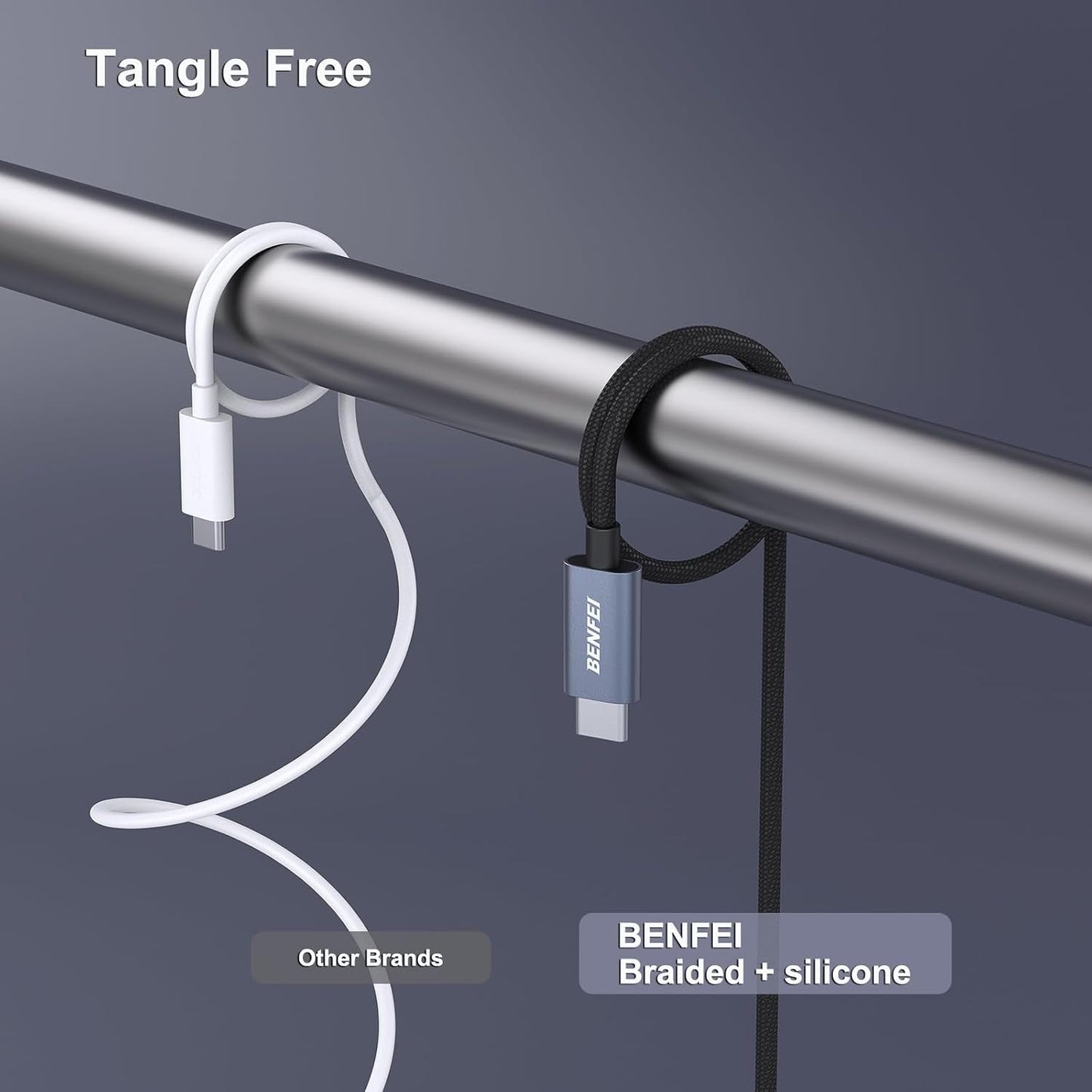 BENFEI 351SL-6F 100W USB-C to USB-C Fast Charging Cable Aluminum Shell Tangle-Free Silicone Tristar Online