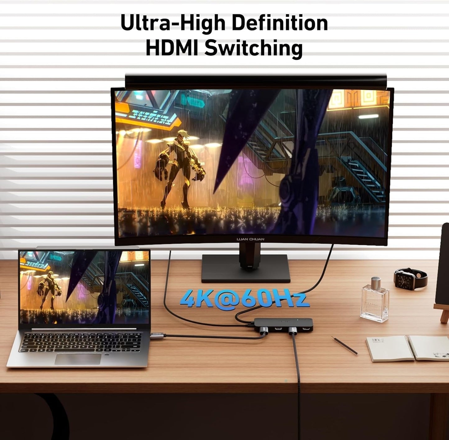 BENFEI 365BK HDMI Switch 4 in 1 Out 4K@60Hz, 2K@144Hz, HDCP 2.3 (with Adaptive Equalization Support 30ft HDMI Transmit) Tristar Online