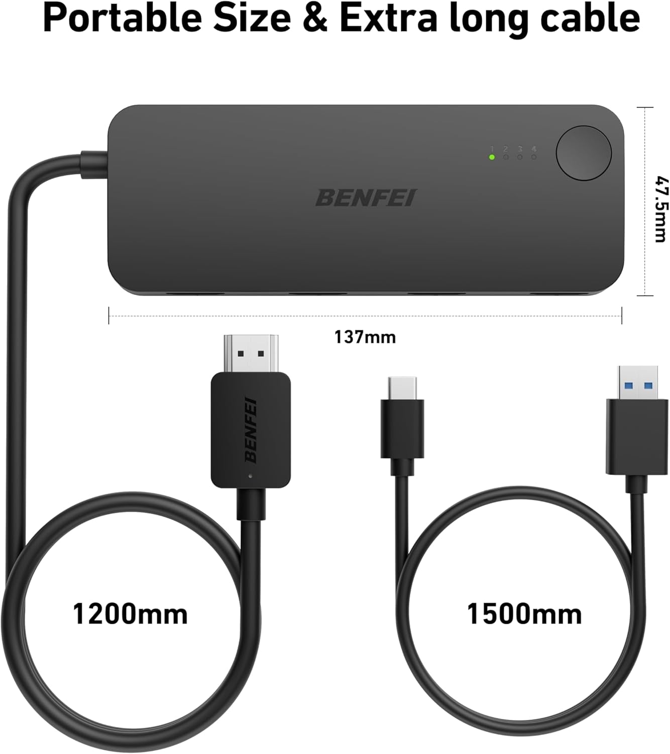 BENFEI 365BK HDMI Switch 4 in 1 Out 4K@60Hz, 2K@144Hz, HDCP 2.3 (with Adaptive Equalization Support 30ft HDMI Transmit) Tristar Online