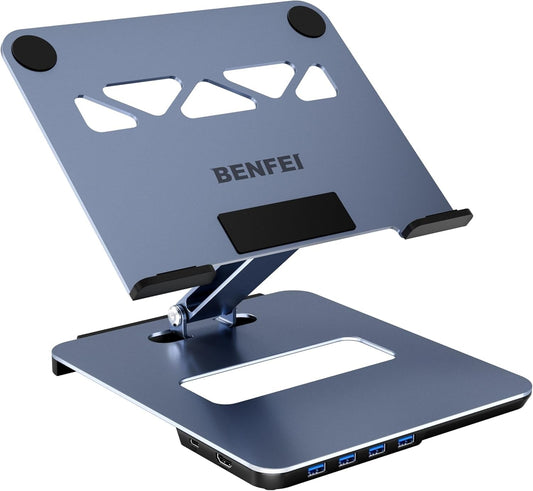 BENFEI 380GY Laptop Stand with USB C 6 in1 4K@60Hz HDMI, 4 x USB3.0, 100W PD Docking Station Tristar Online