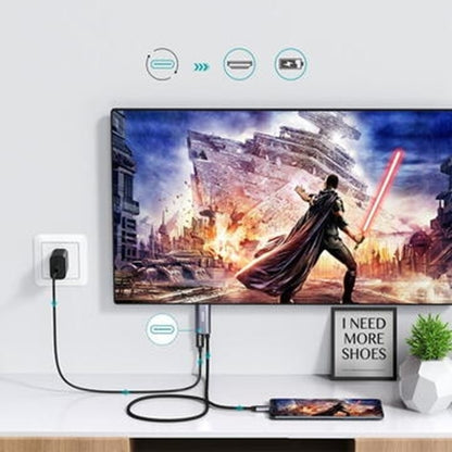CHOETECH XCH-M180-GY-V2 Unidirectional Adapter USB-C (male) to HDMI 4K 60Hz (male) + PD100W Power Delivery 1.8M Tristar Online