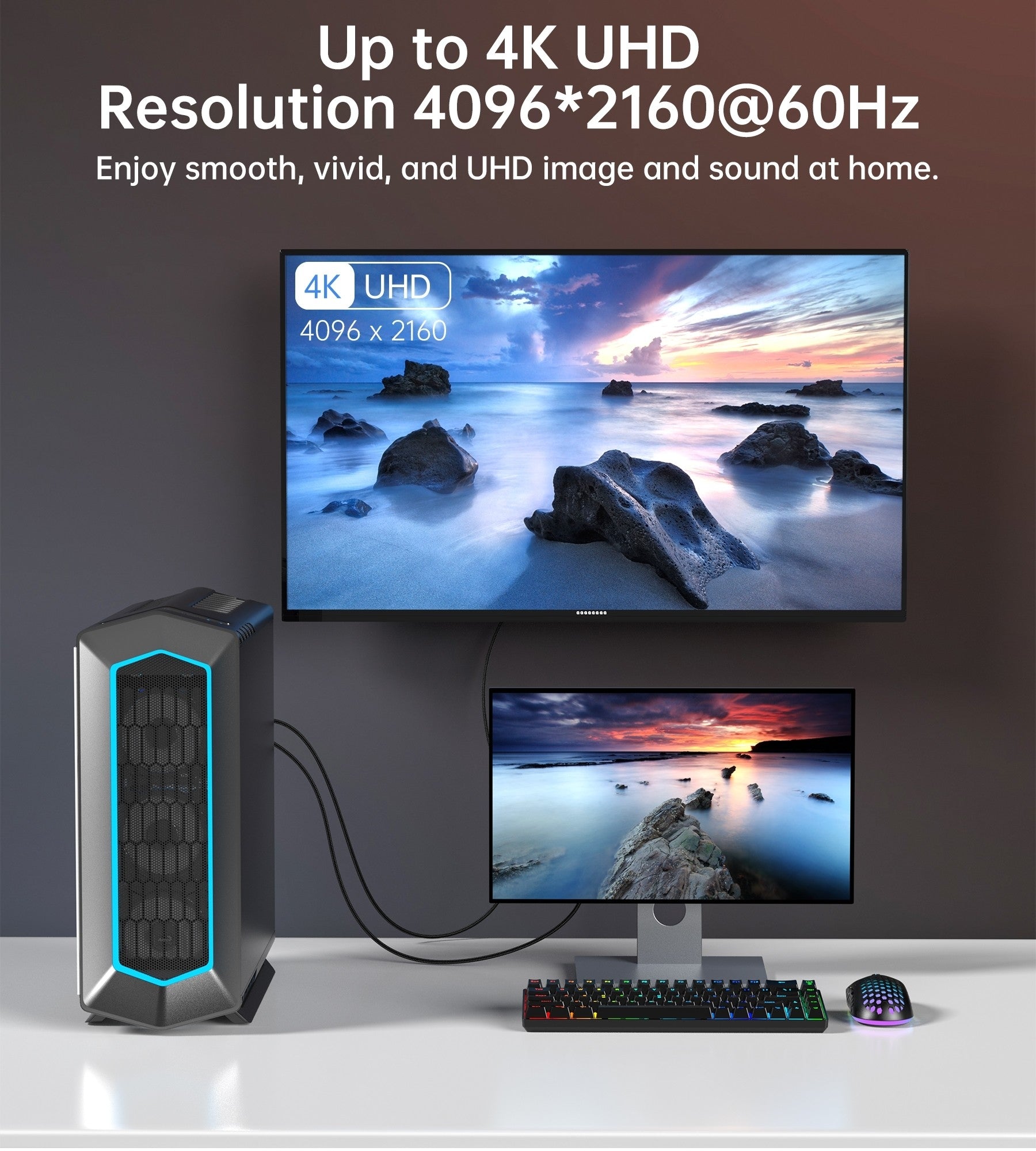 CHOETECH XDH01 4K 60Hz DisplayPort Male to HDMI Male Braided Cable 2M Tristar Online