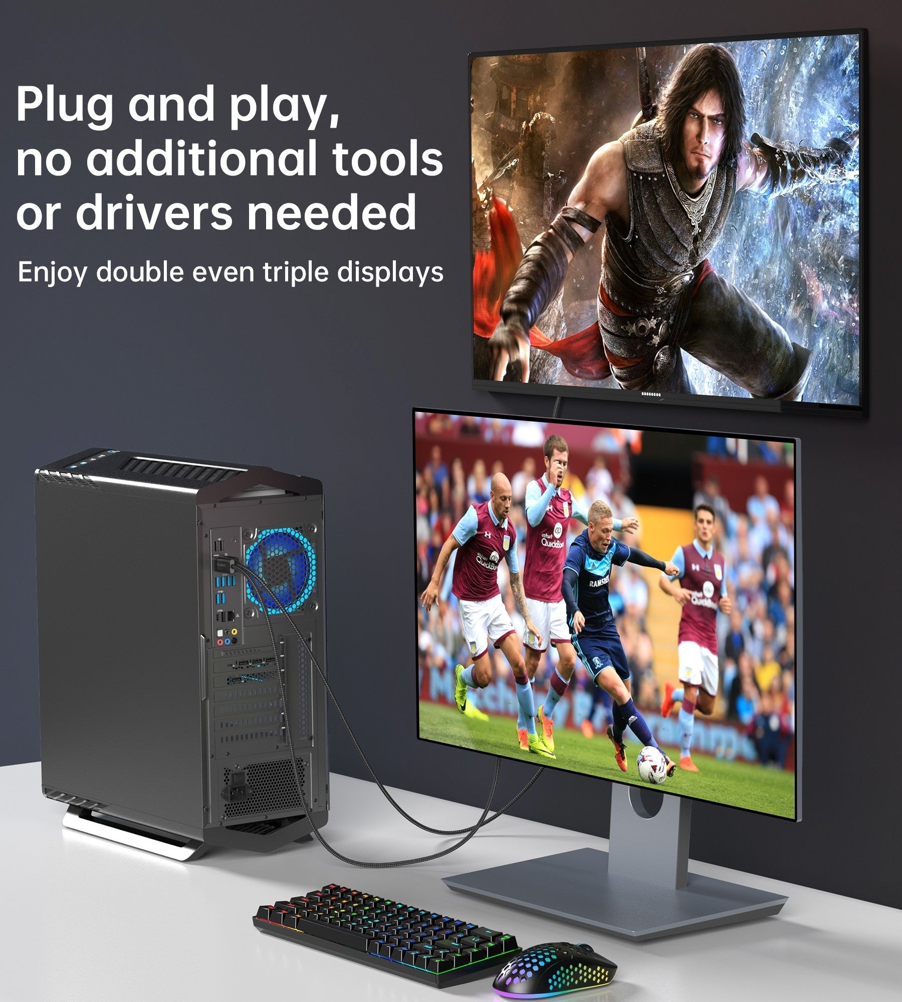 CHOETECH XDH01 4K 60Hz DisplayPort Male to HDMI Male Braided Cable 2M Tristar Online