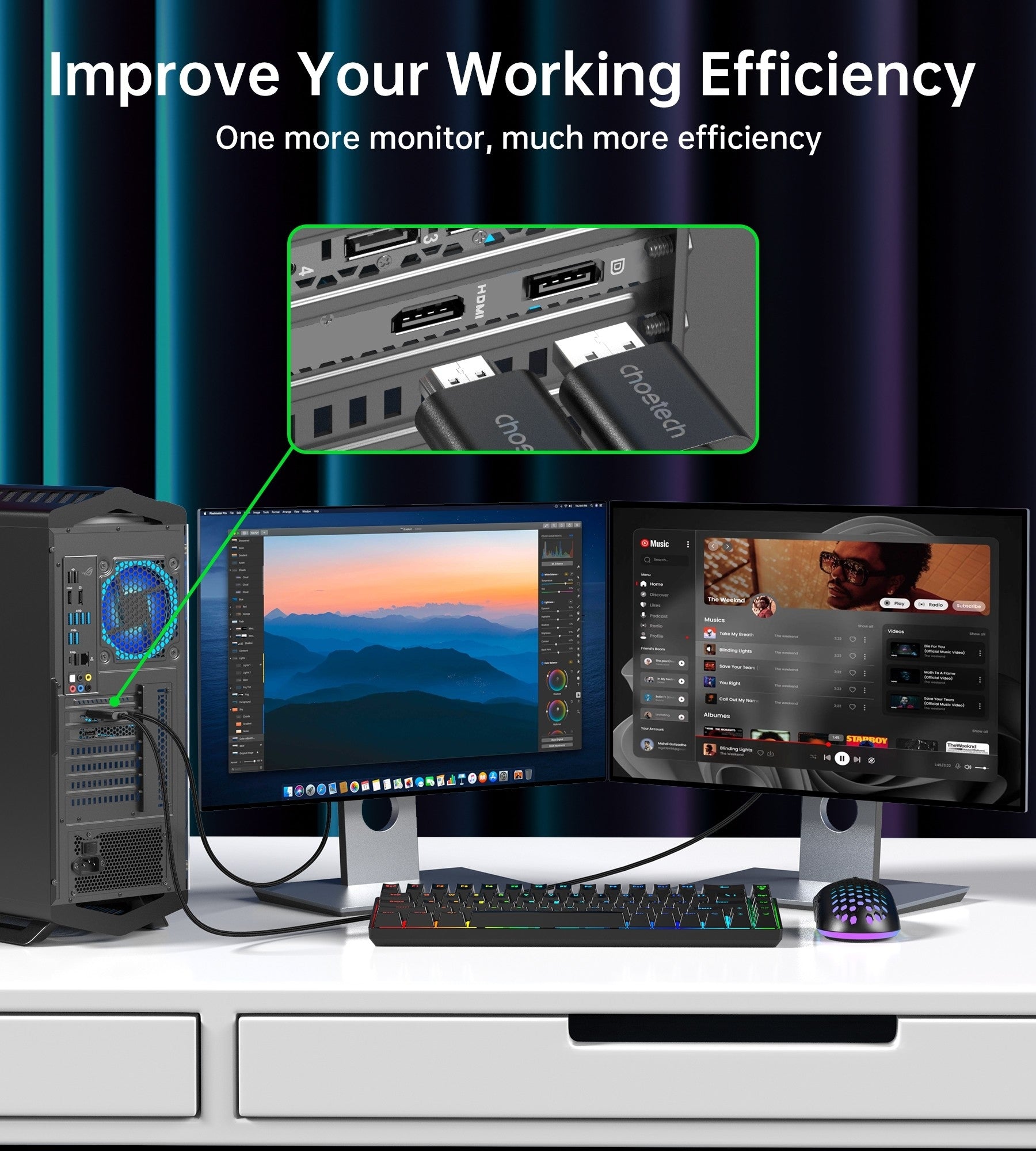 CHOETECH XDH01 4K 60Hz DisplayPort Male to HDMI Male Braided Cable 2M Tristar Online