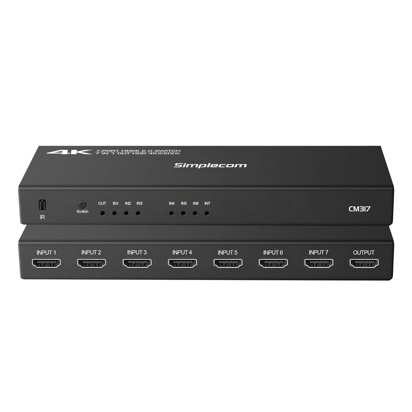 Simplecom CM317 7-Port HDMI 2.0 Switch with Remote 7 IN 1 OUT Splitter HDCP 2.2 4K@60Hz Tristar Online