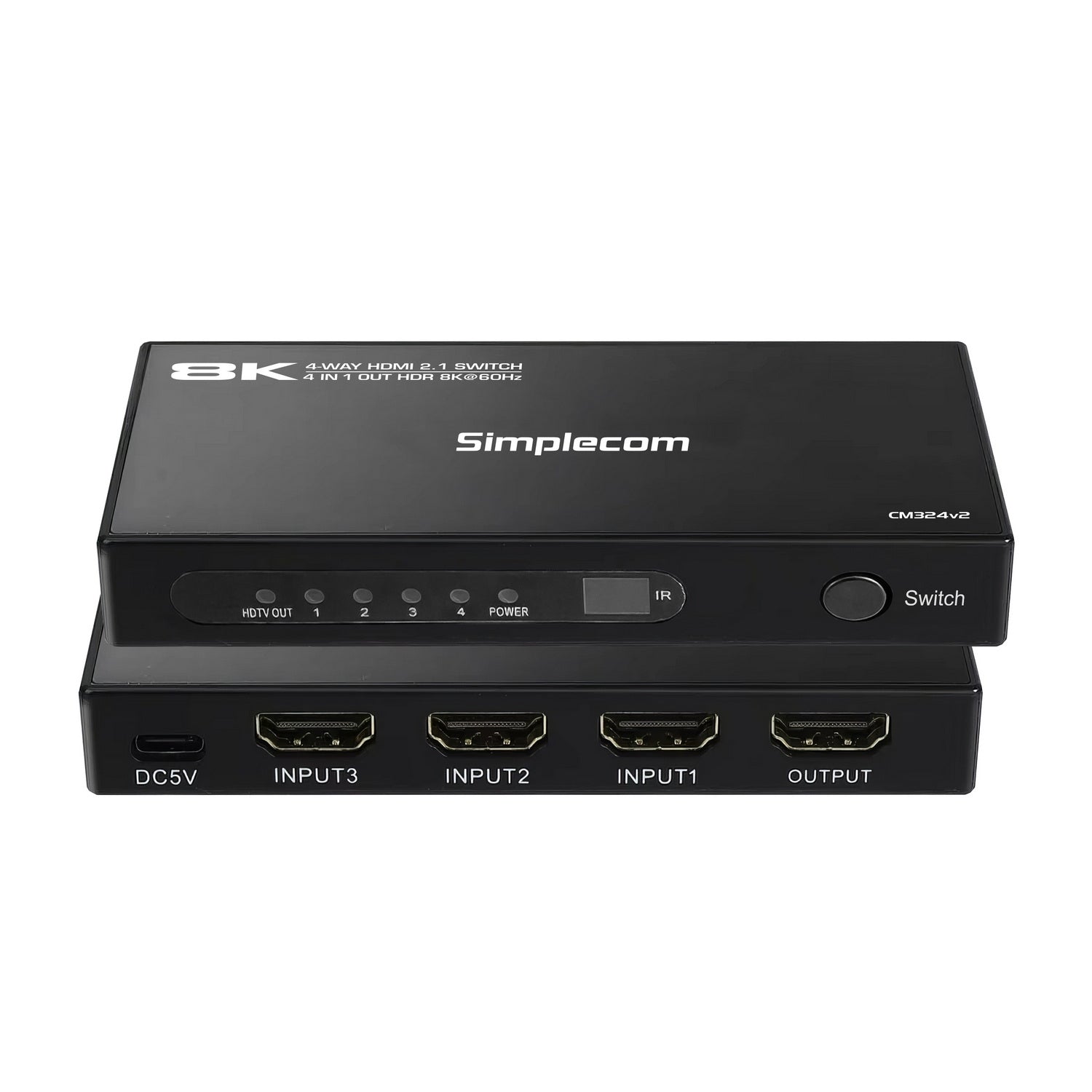 Simplecom CM324v2 4-Port HDMI 2.1 Switch with Remote 4 IN 1 OUT Splitter HDCP 2.3 8K@60Hz Tristar Online