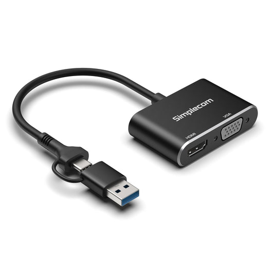 Simplecom DA326C USB 3.0 and USB-C to HDMI + VGA Video Card Adapter Full HD 1080p Tristar Online