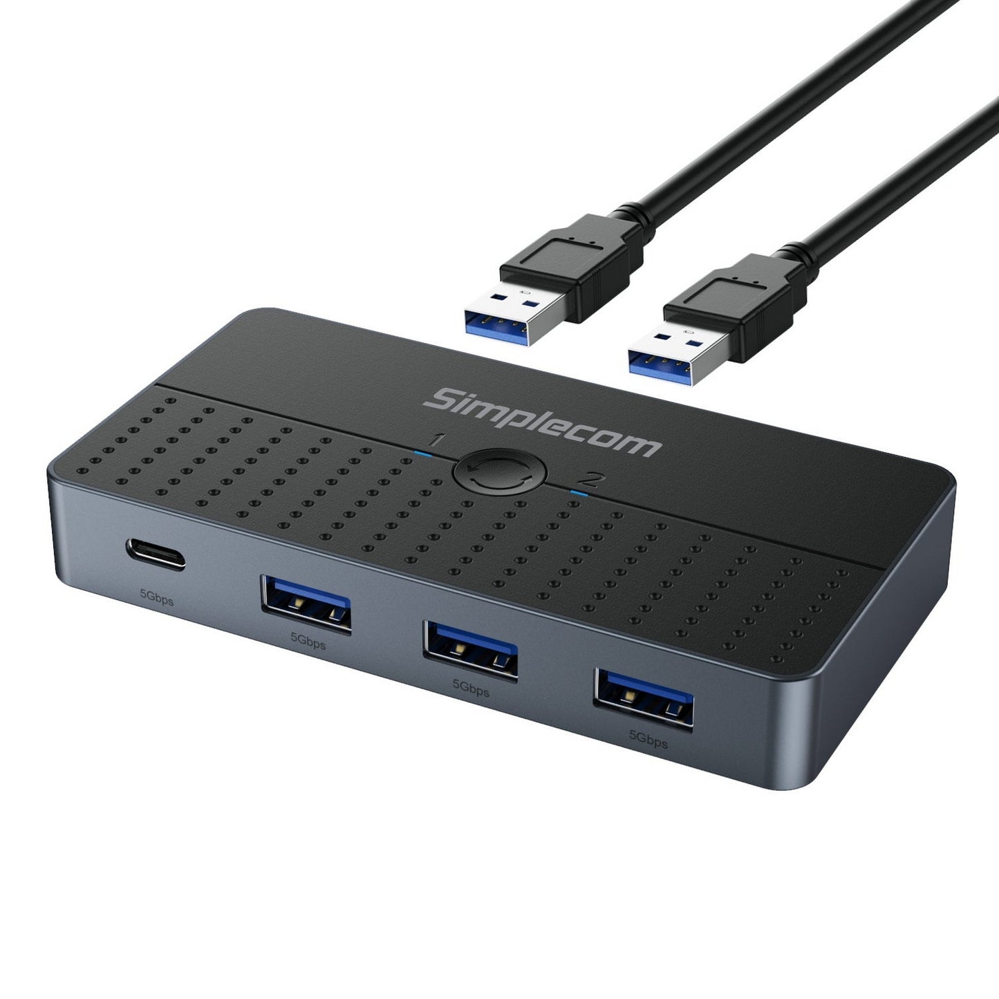 Simplecom KM320 2-Way SuperSpeed USB Switch 4-Port Hub with USB-C USB 3.0 5Gbps Tristar Online