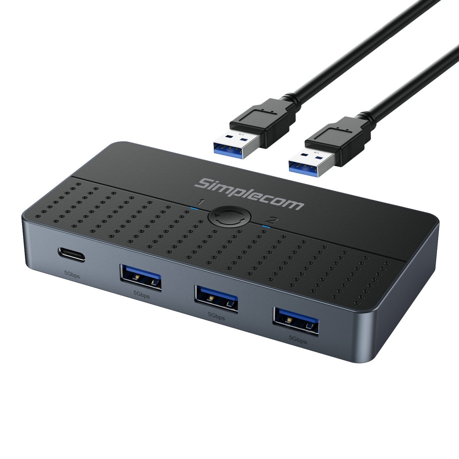 Simplecom KM320 2-Way SuperSpeed USB Switch 4-Port Hub with USB-C USB 3.0 5Gbps Tristar Online