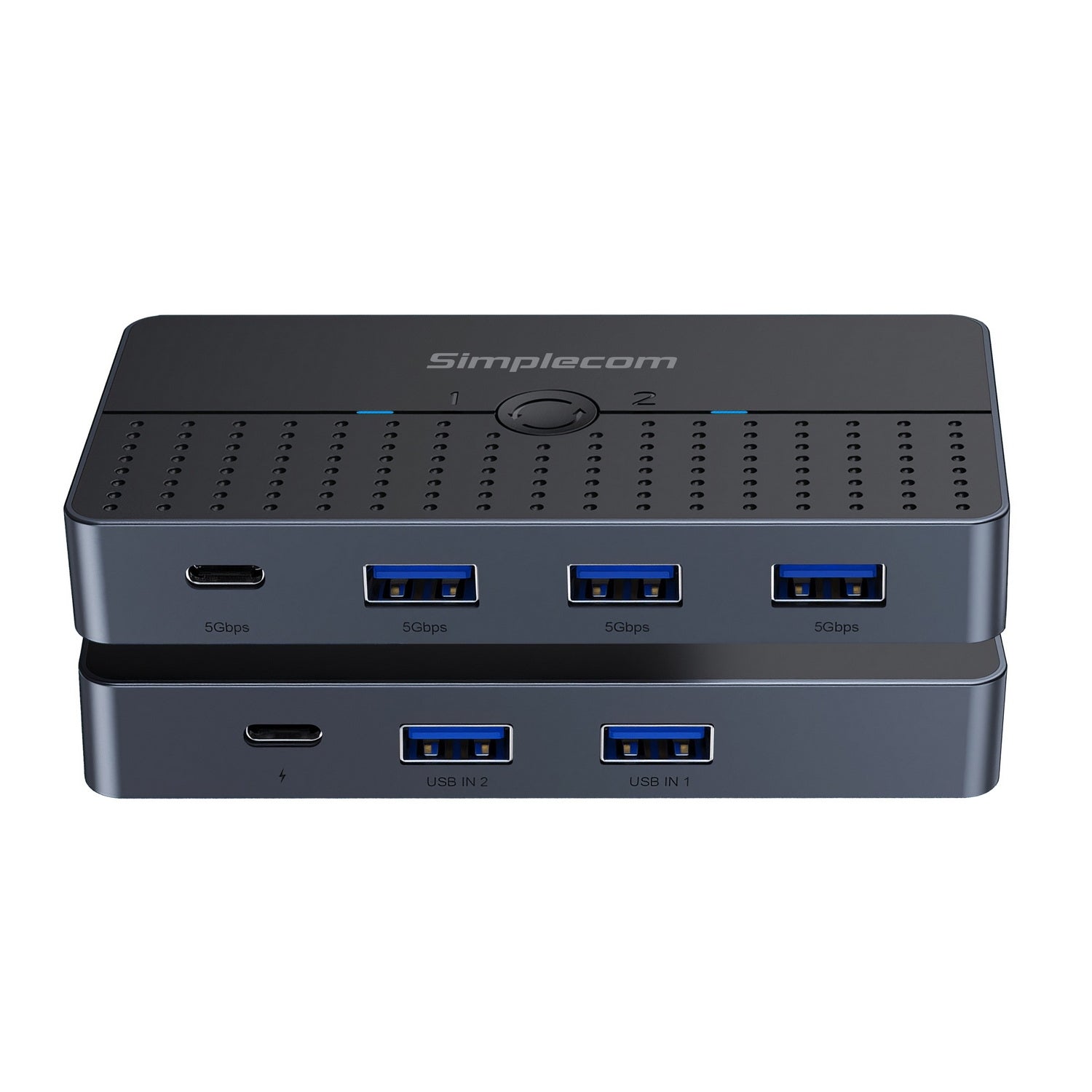 Simplecom KM320 2-Way SuperSpeed USB Switch 4-Port Hub with USB-C USB 3.0 5Gbps Tristar Online